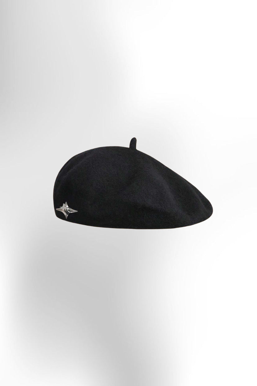 Men's Black Beret Hat