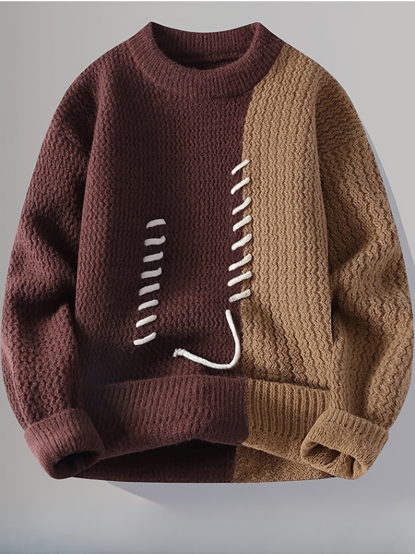 Men's Color-Block Cable Knit Sweater