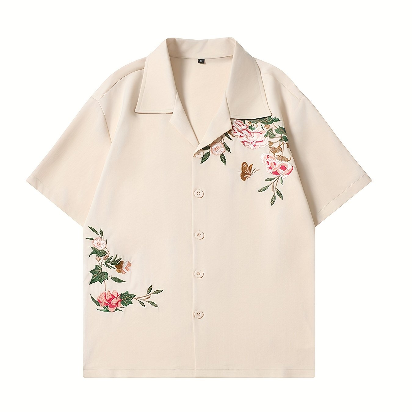 Men'S Casual Floral Embroidered Shirt