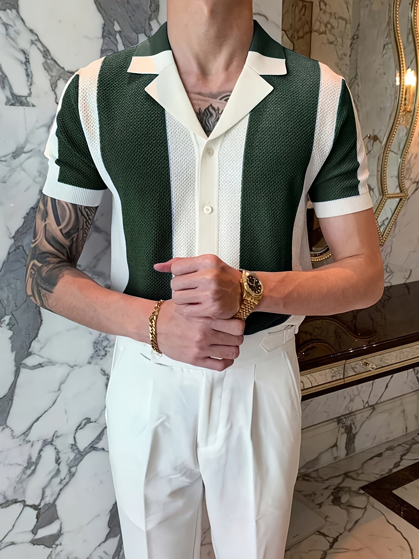 Men'S Casual Color Block Shirt