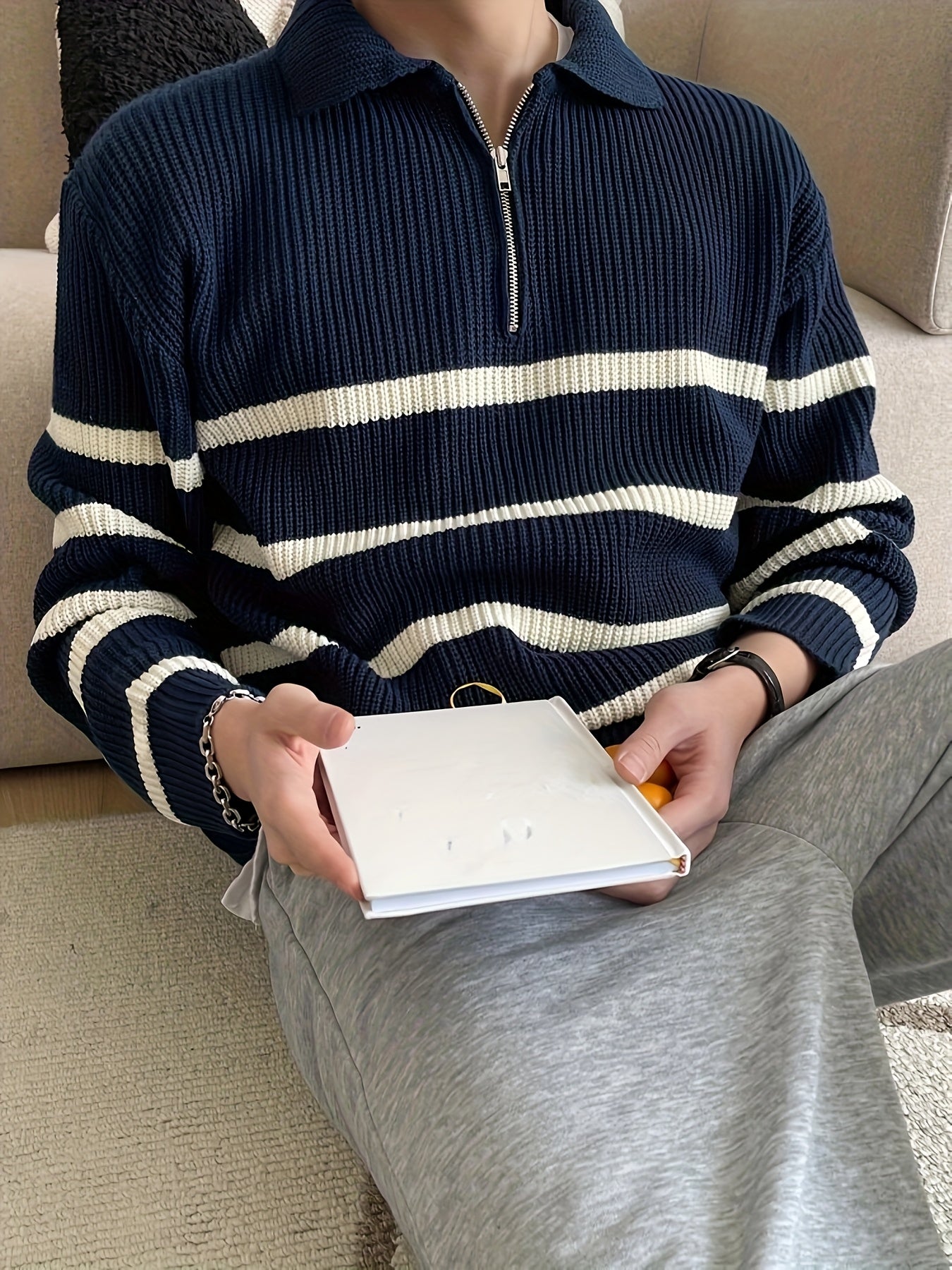 Men'S Casual Half-Zip Sweater