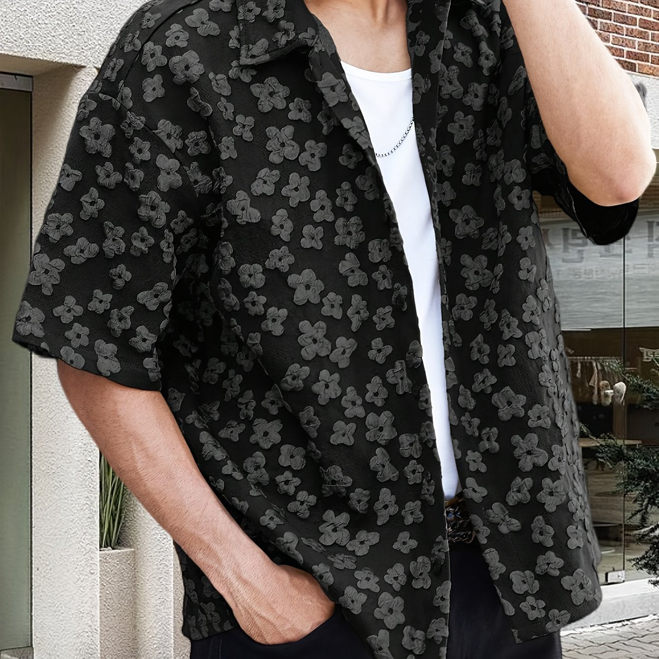 Summer Short Sleeve Button-Up Shirt