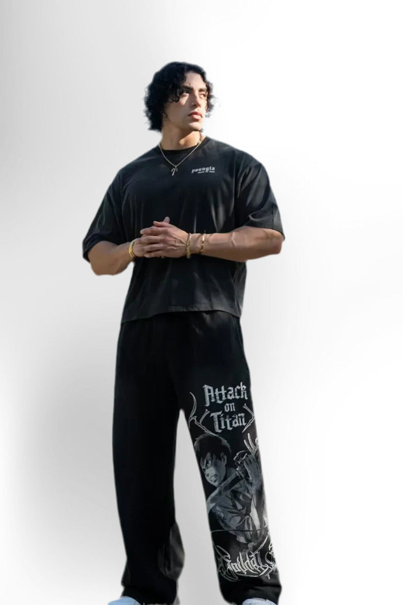 graphic print wide leg trousers