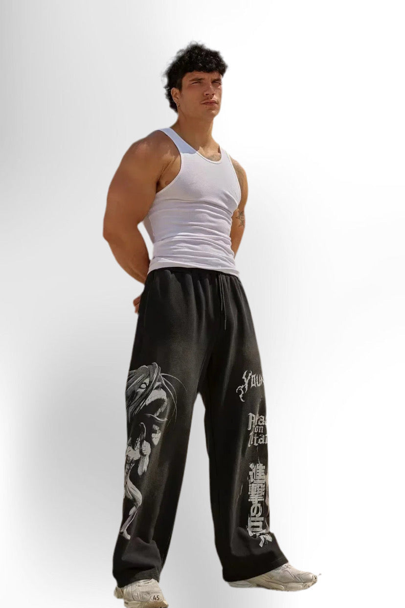 graphic print wide leg trousers