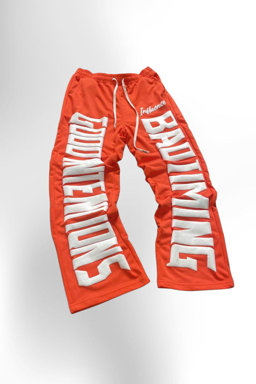 Men's Fashion Street Letter Three-Dimensional Print Drawstring Loose Sweater Pants