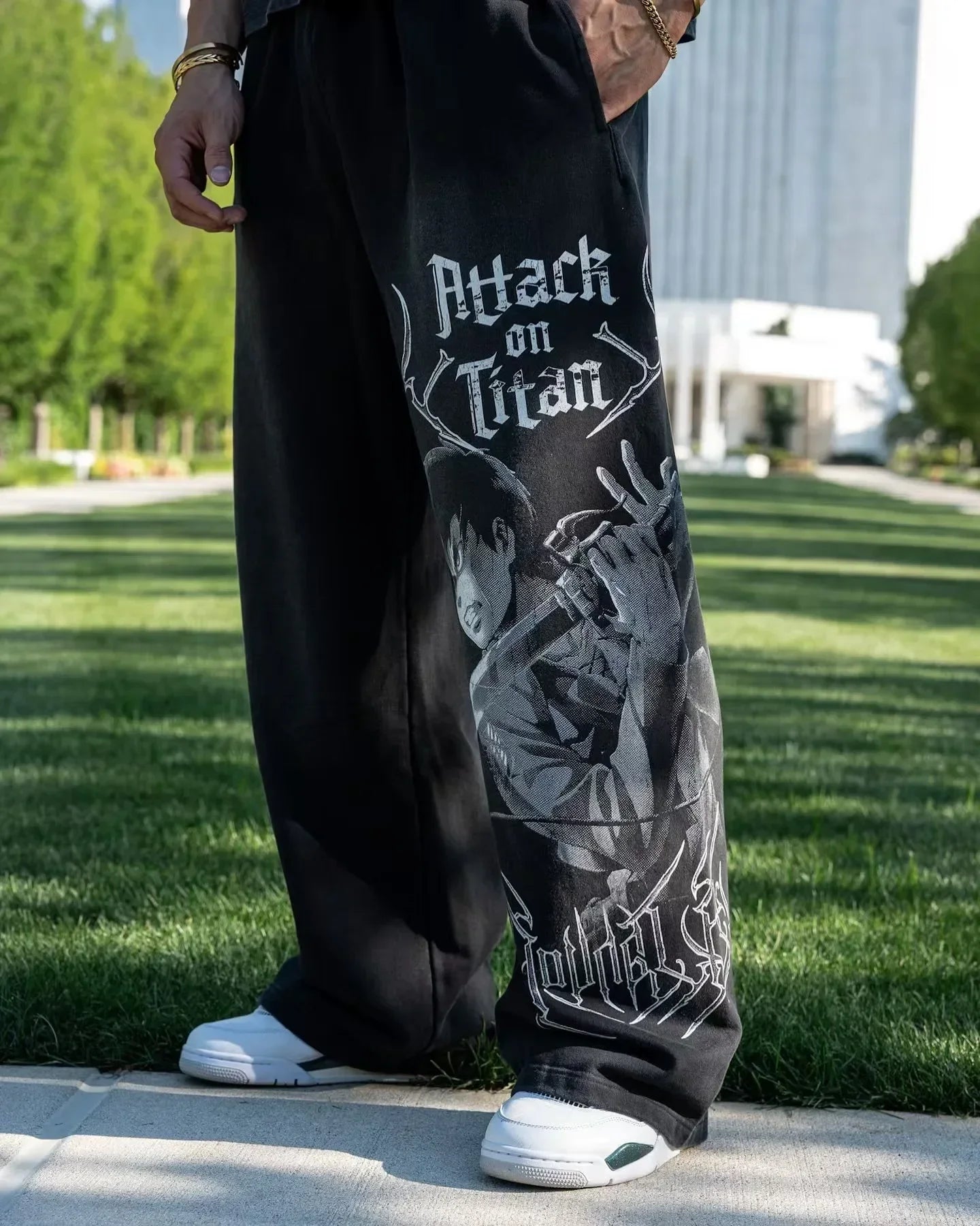 graphic print wide leg trousers