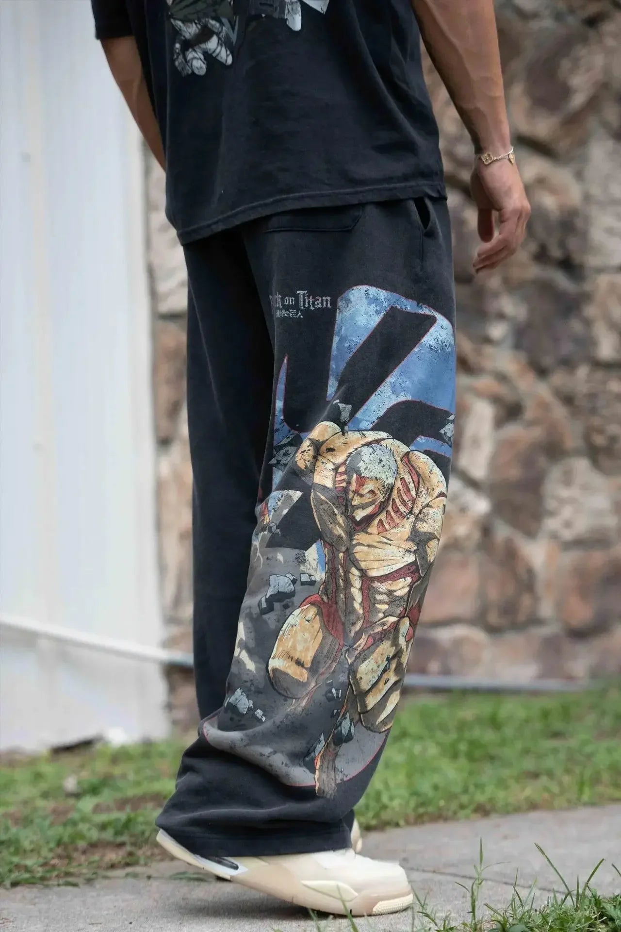 graphic print wide leg trousers
