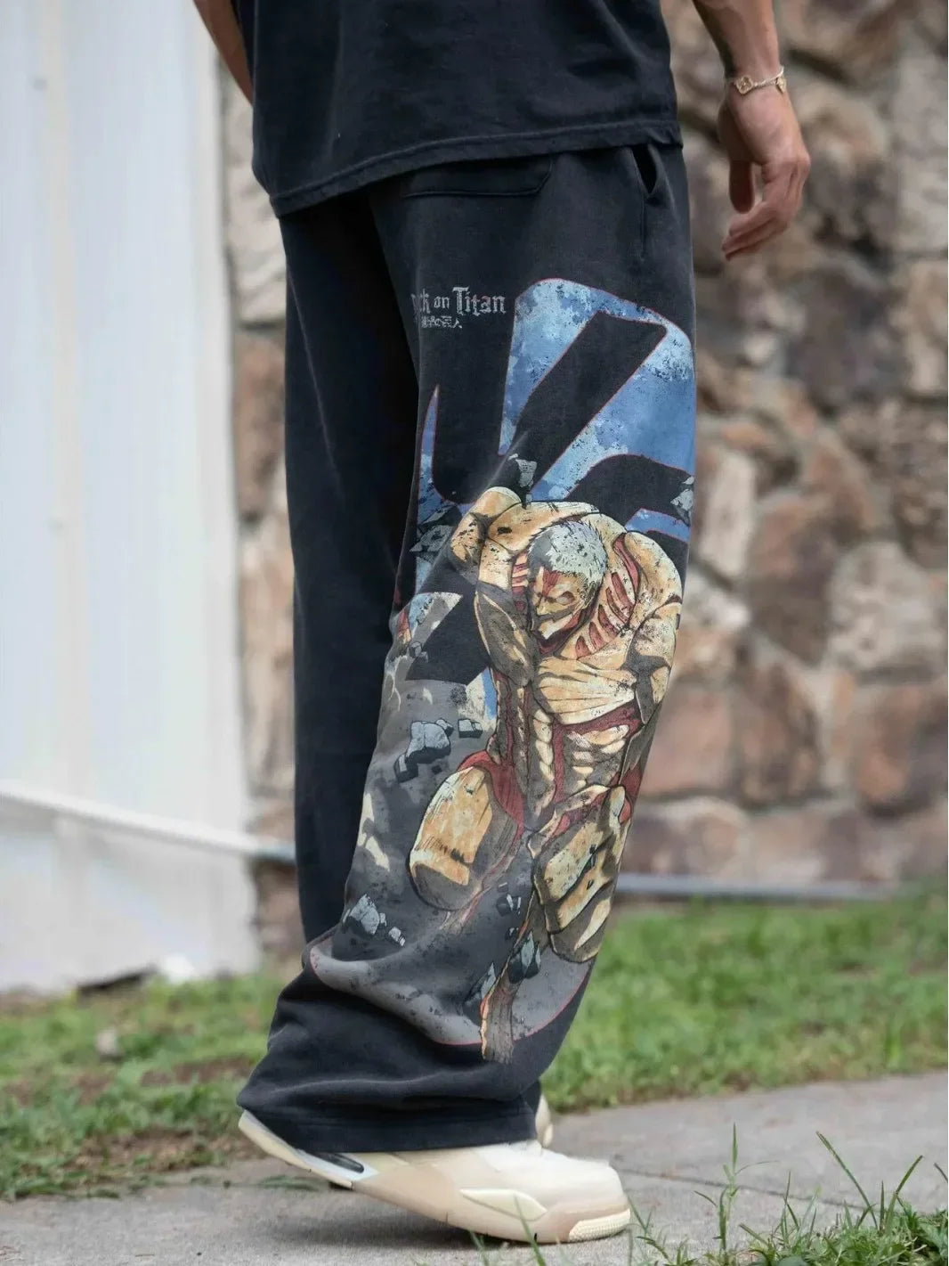 graphic print wide leg trousers