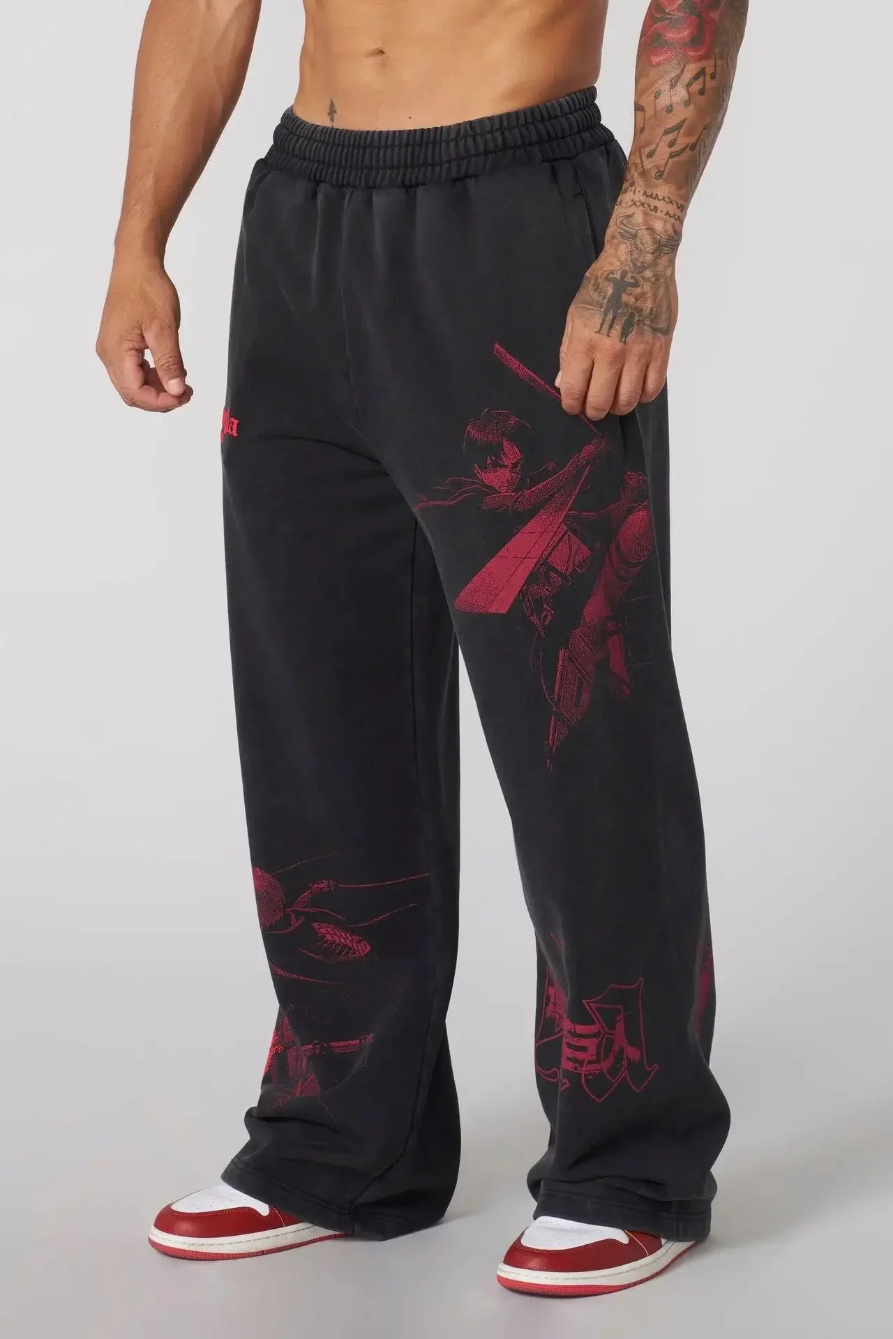 graphic print wide leg trousers