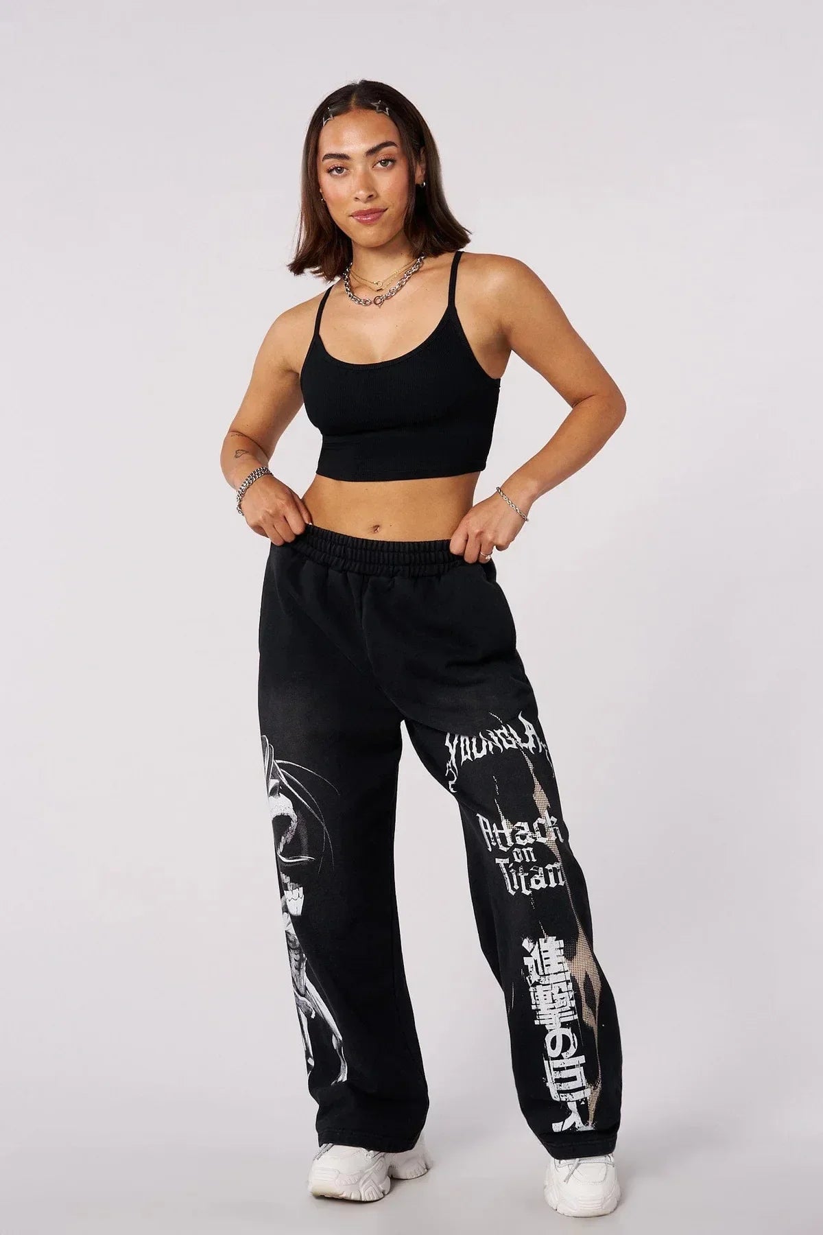 graphic print wide leg trousers