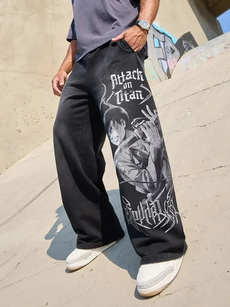 graphic print wide leg trousers
