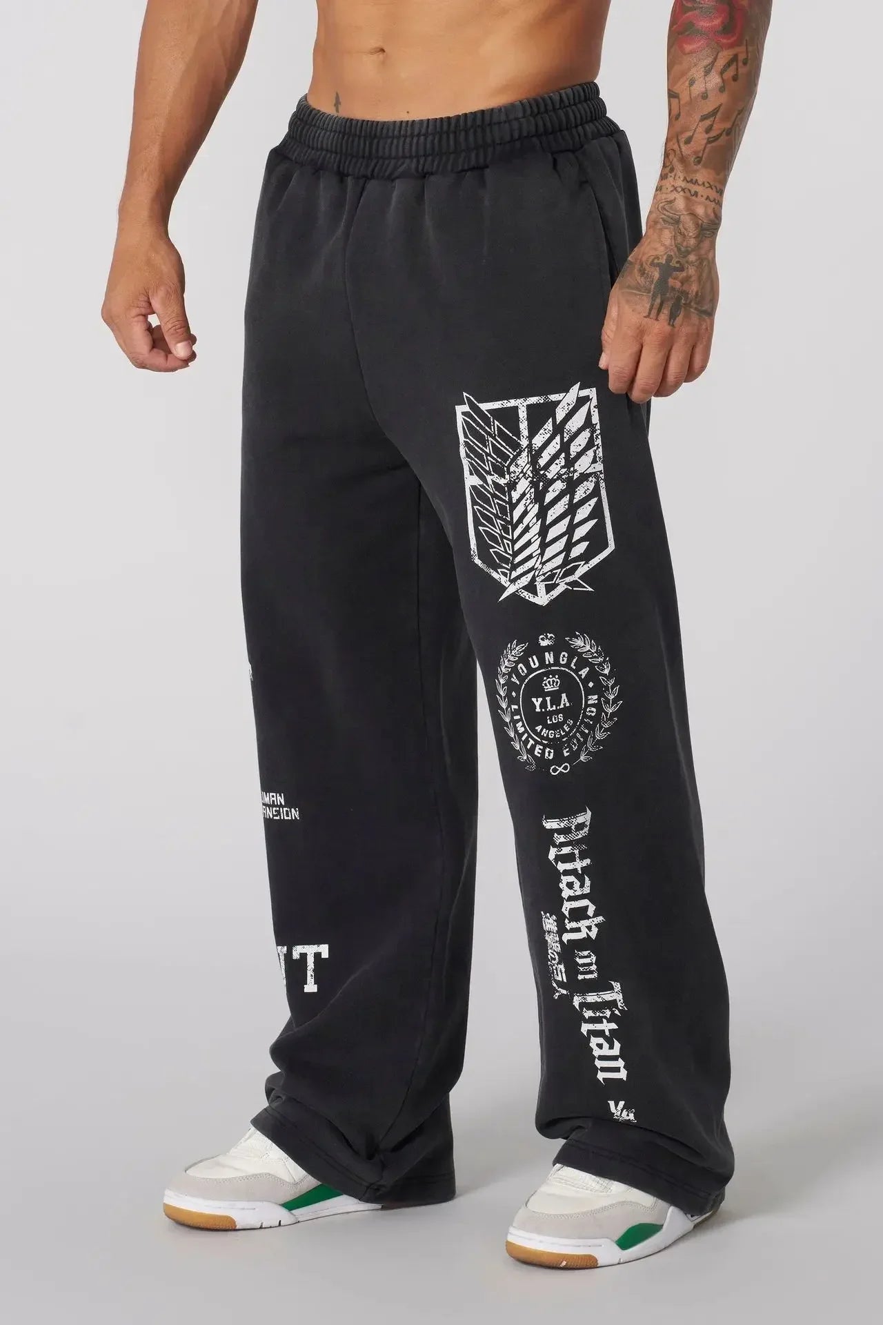 graphic print wide leg trousers