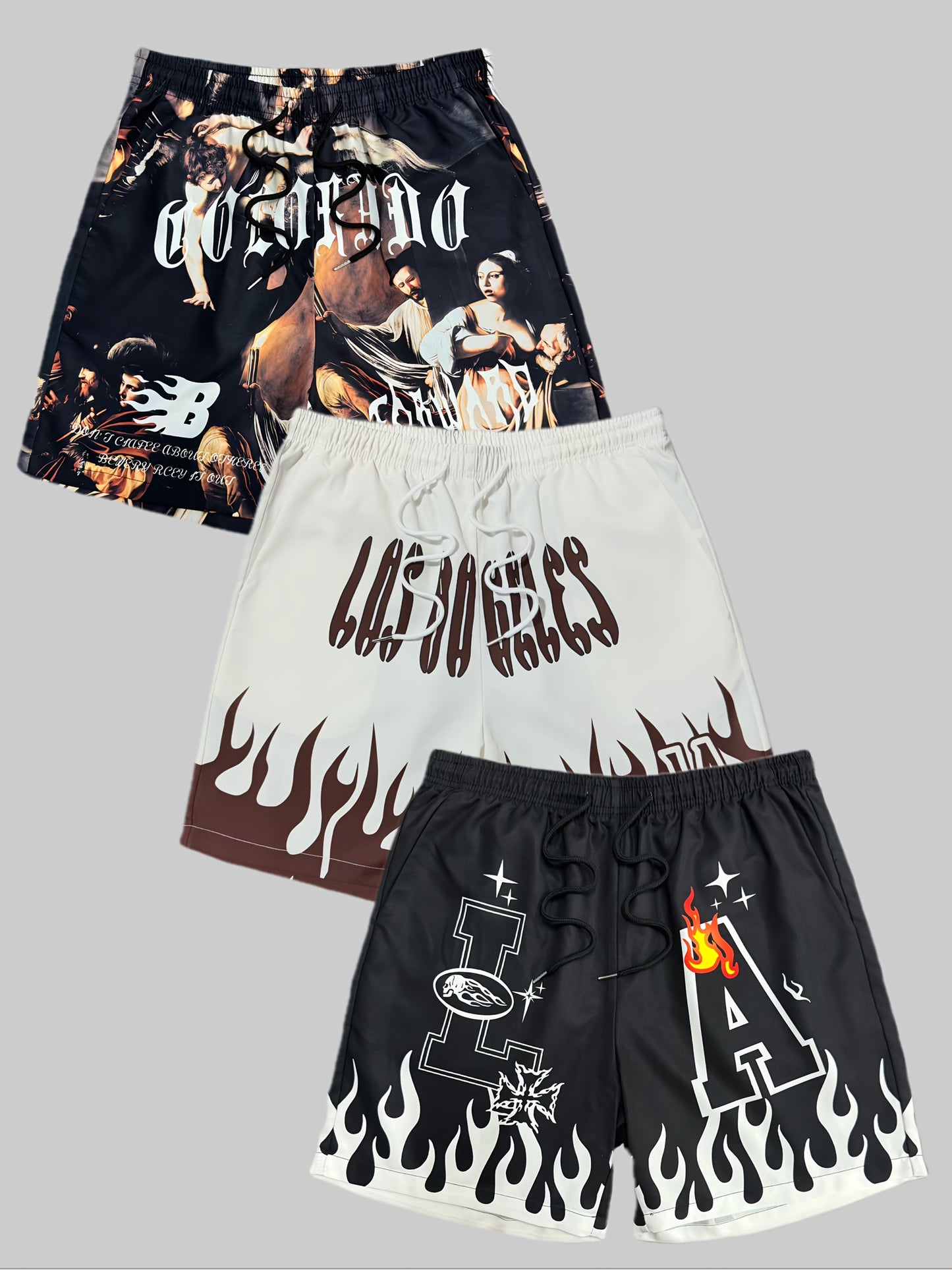 Set of Three Men's Printed Beach Shorts