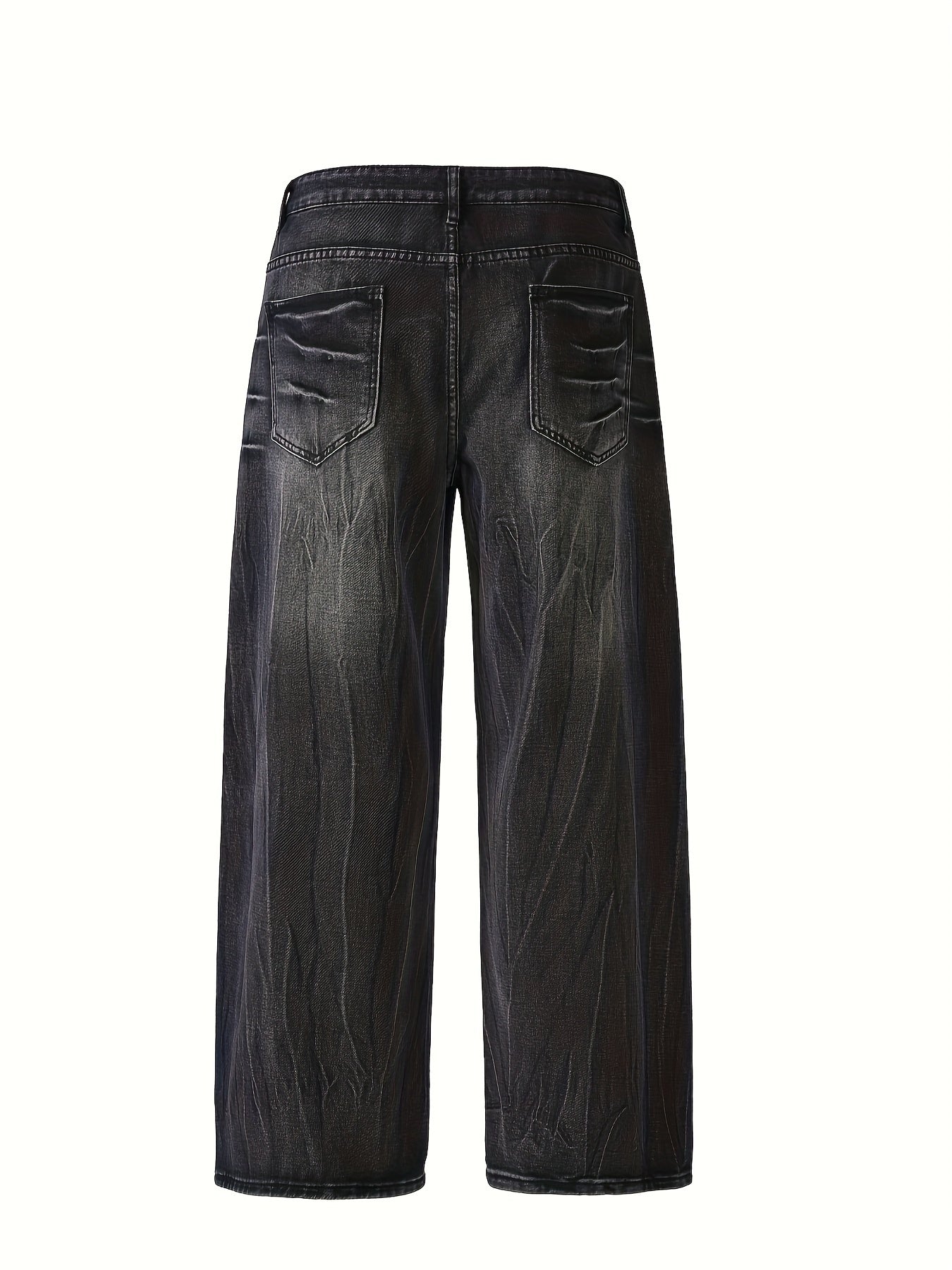 Men's Loose Fit Wide Leg Distressed Jeans