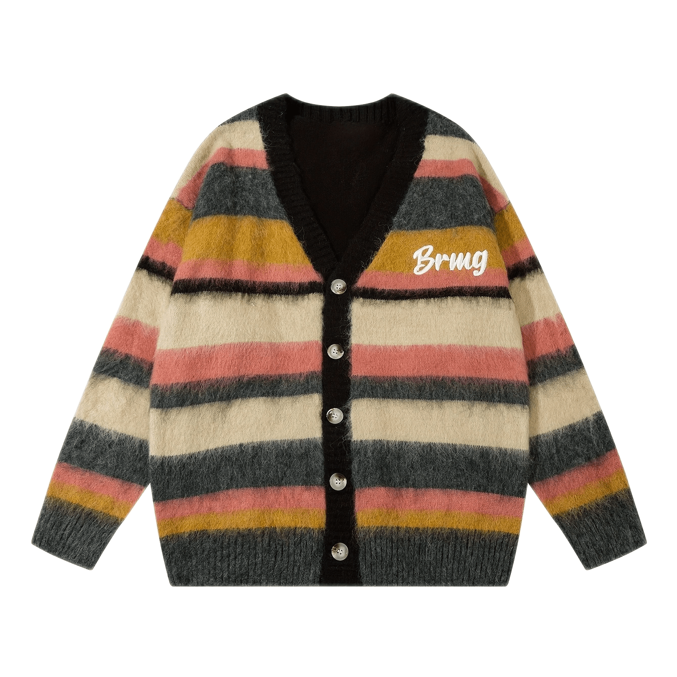 Men's Loose Color Block Striped Knitted Cardigan