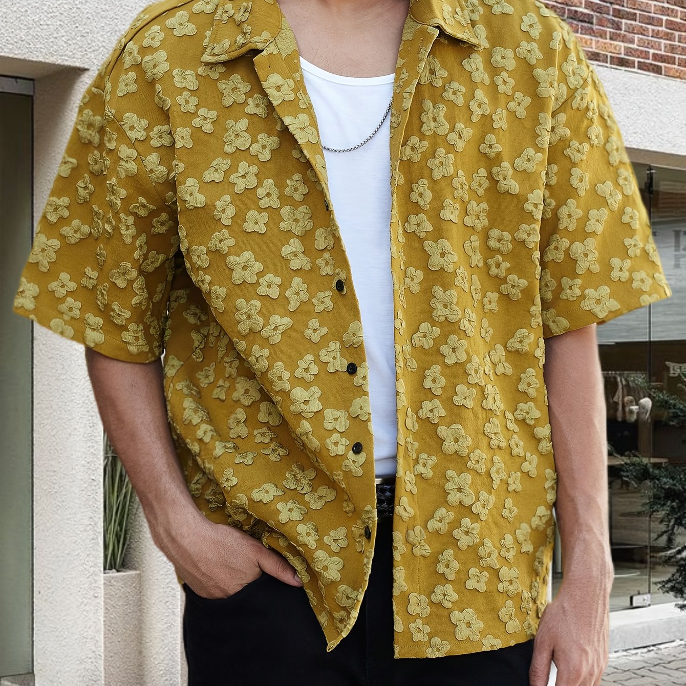 Summer Short Sleeve Button-Up Shirt