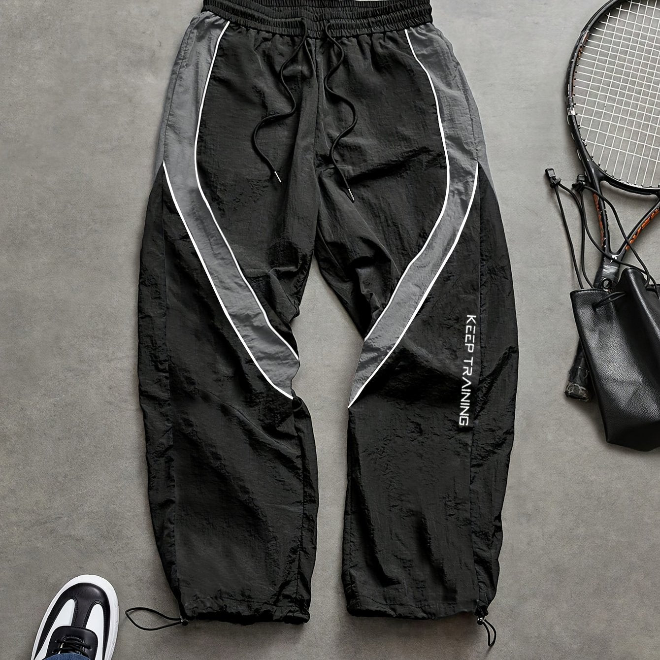Patchwork Color-Block Striped Design Sports Pants