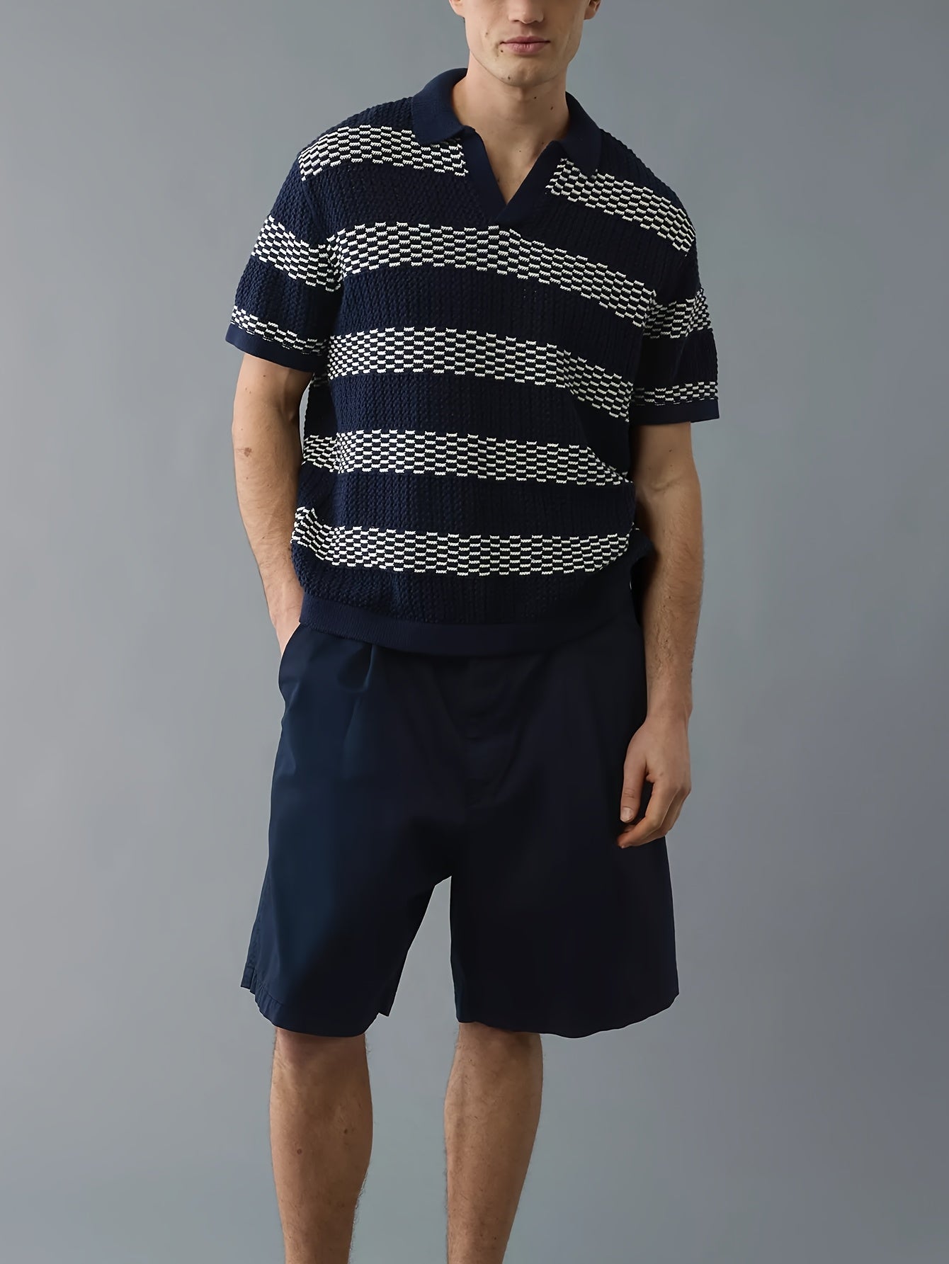 Men's Striped Collar Knit Sweater