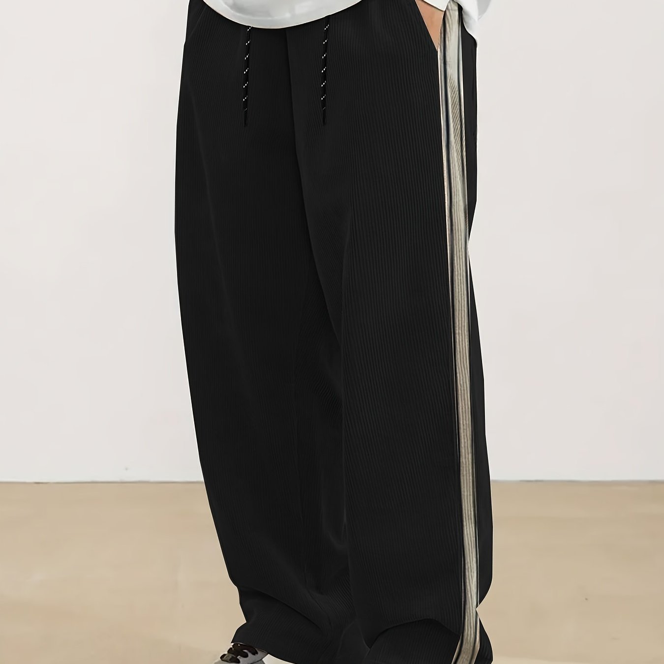Men's Casual Straight-Leg Jacquard Striped Pants