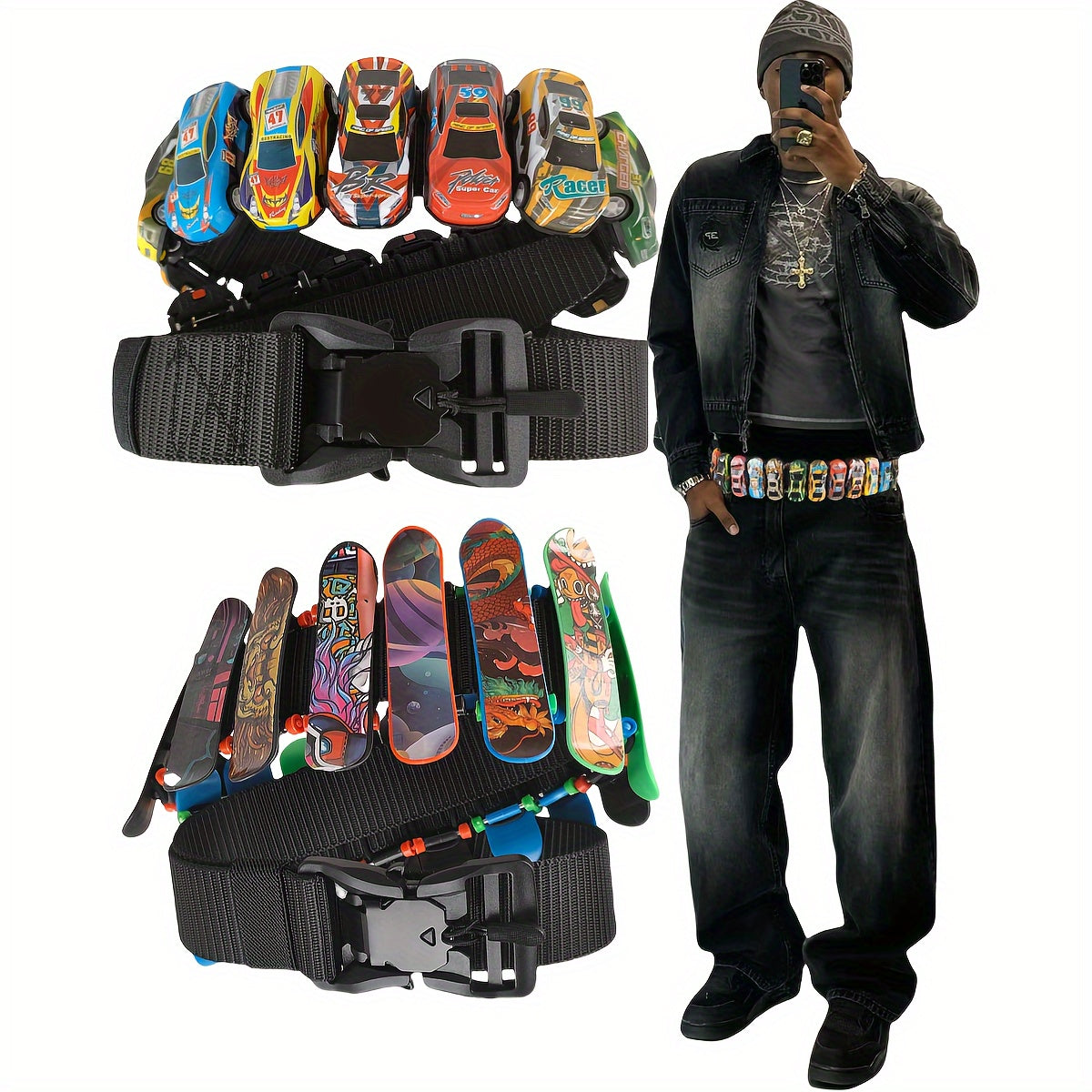Funky Skateboard & Car Charm Belt