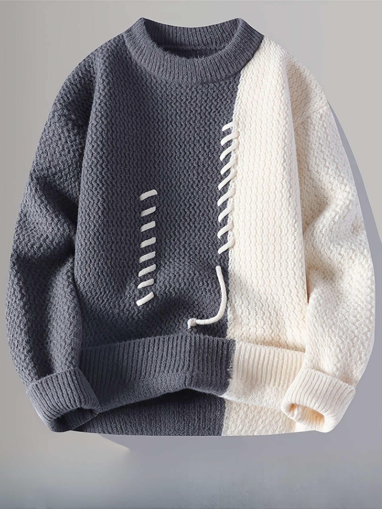 Men's Color-Block Cable Knit Sweater