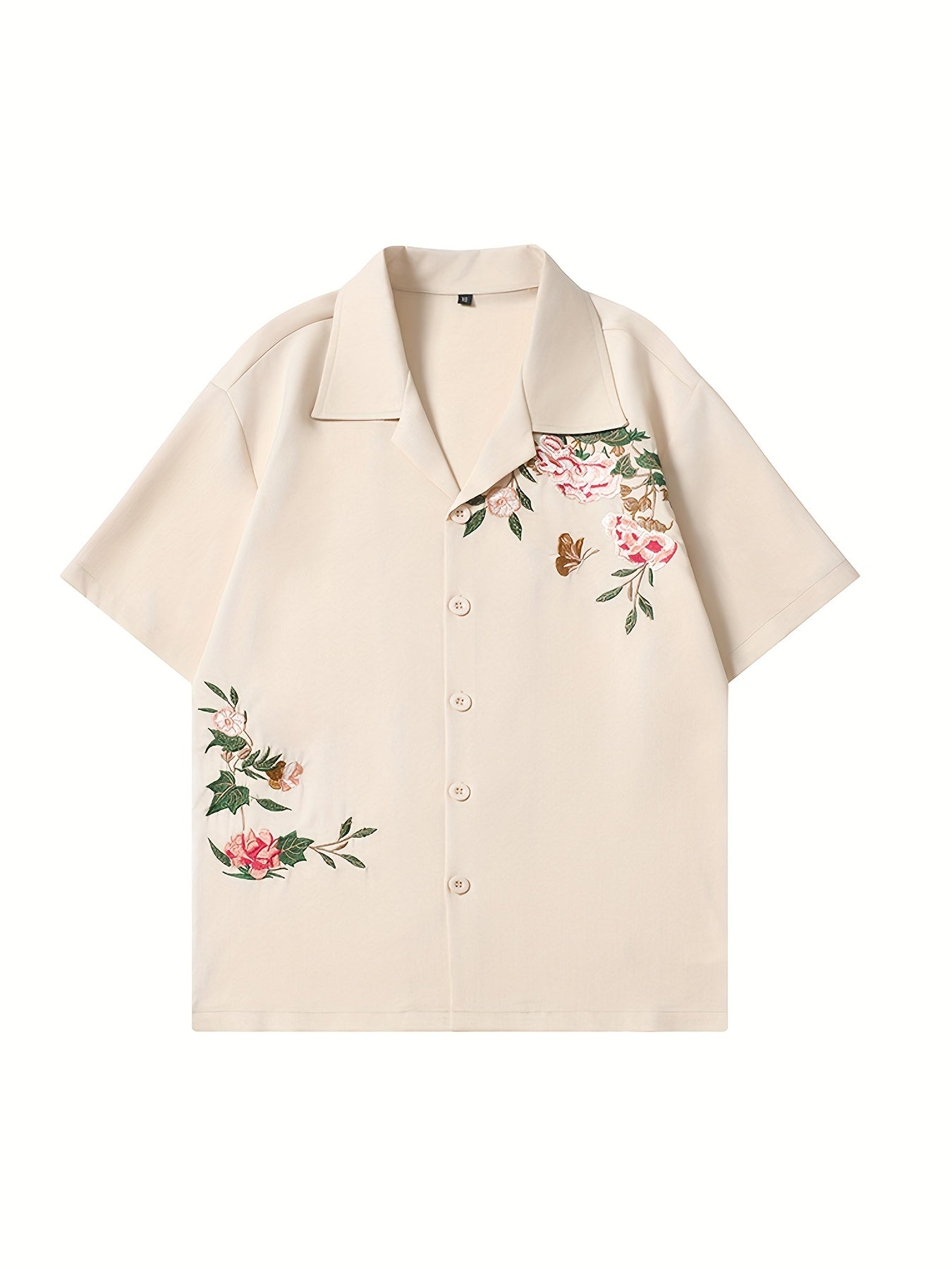 Men'S Casual Floral Embroidered Shirt