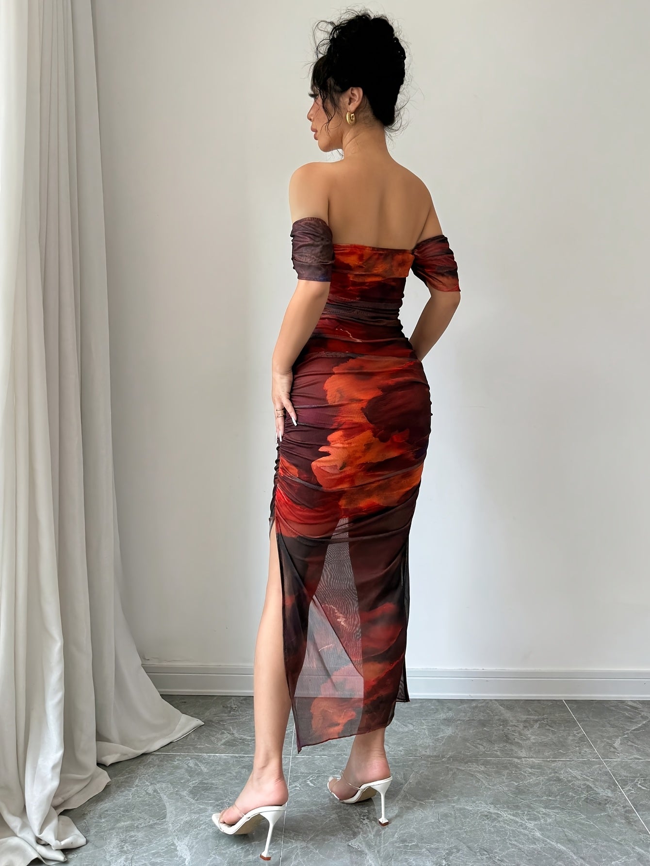 Floral Print Off-the-Shoulder Bodycon Dress for Women