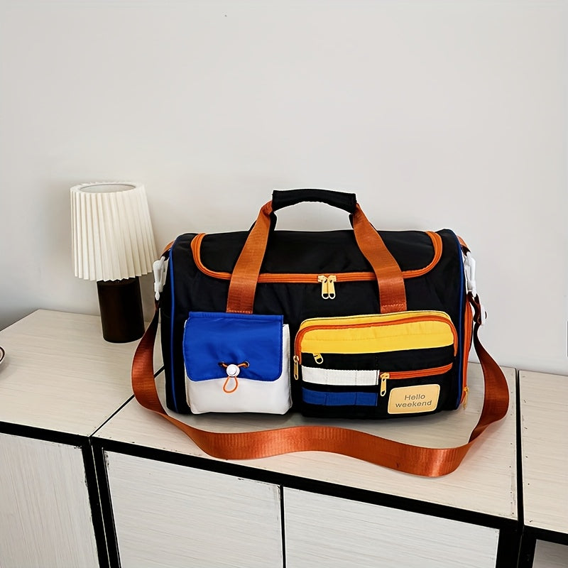 Color-Block Crossbody Fitness Bag