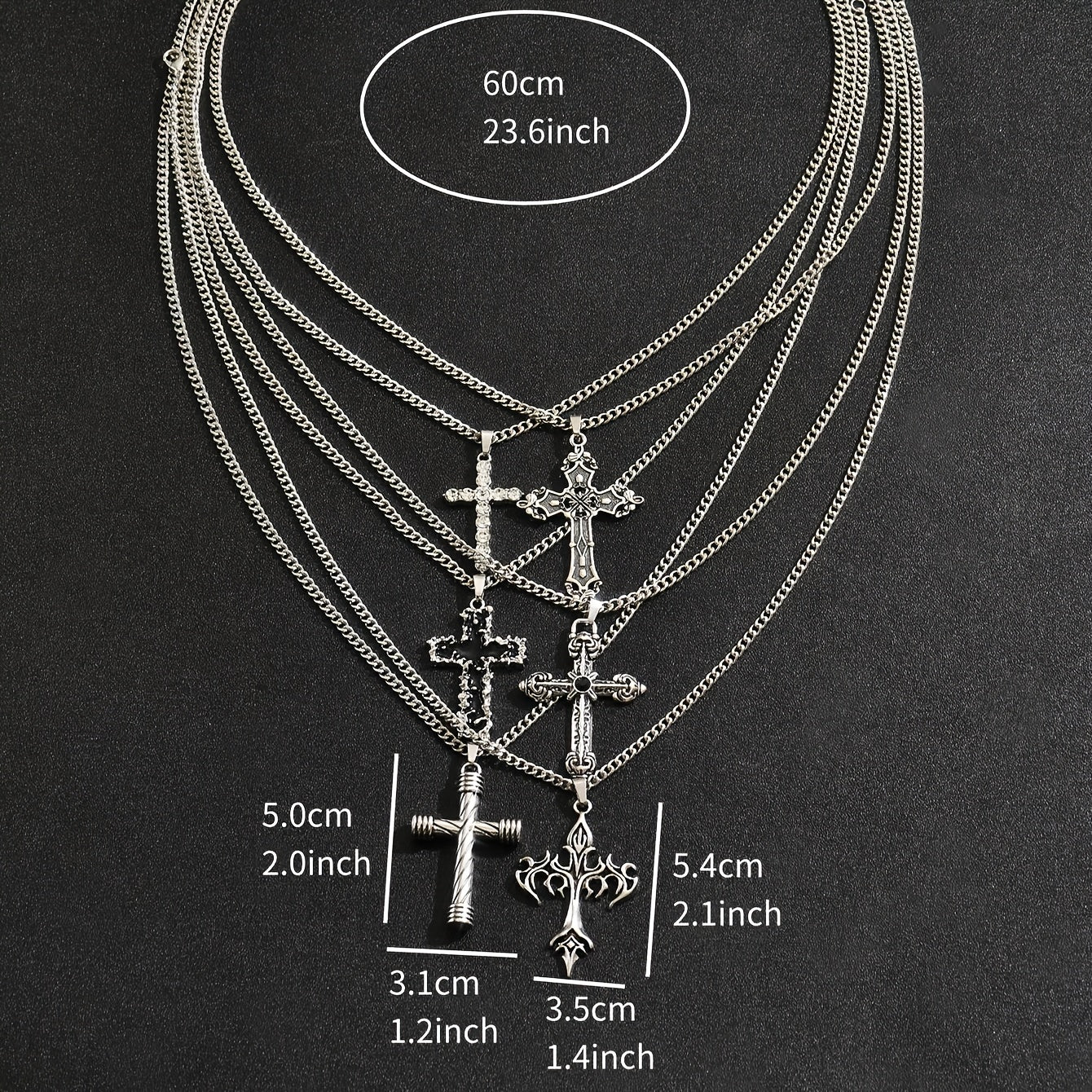 6pcs Men'S Stainless Steel Chain Necklace Set