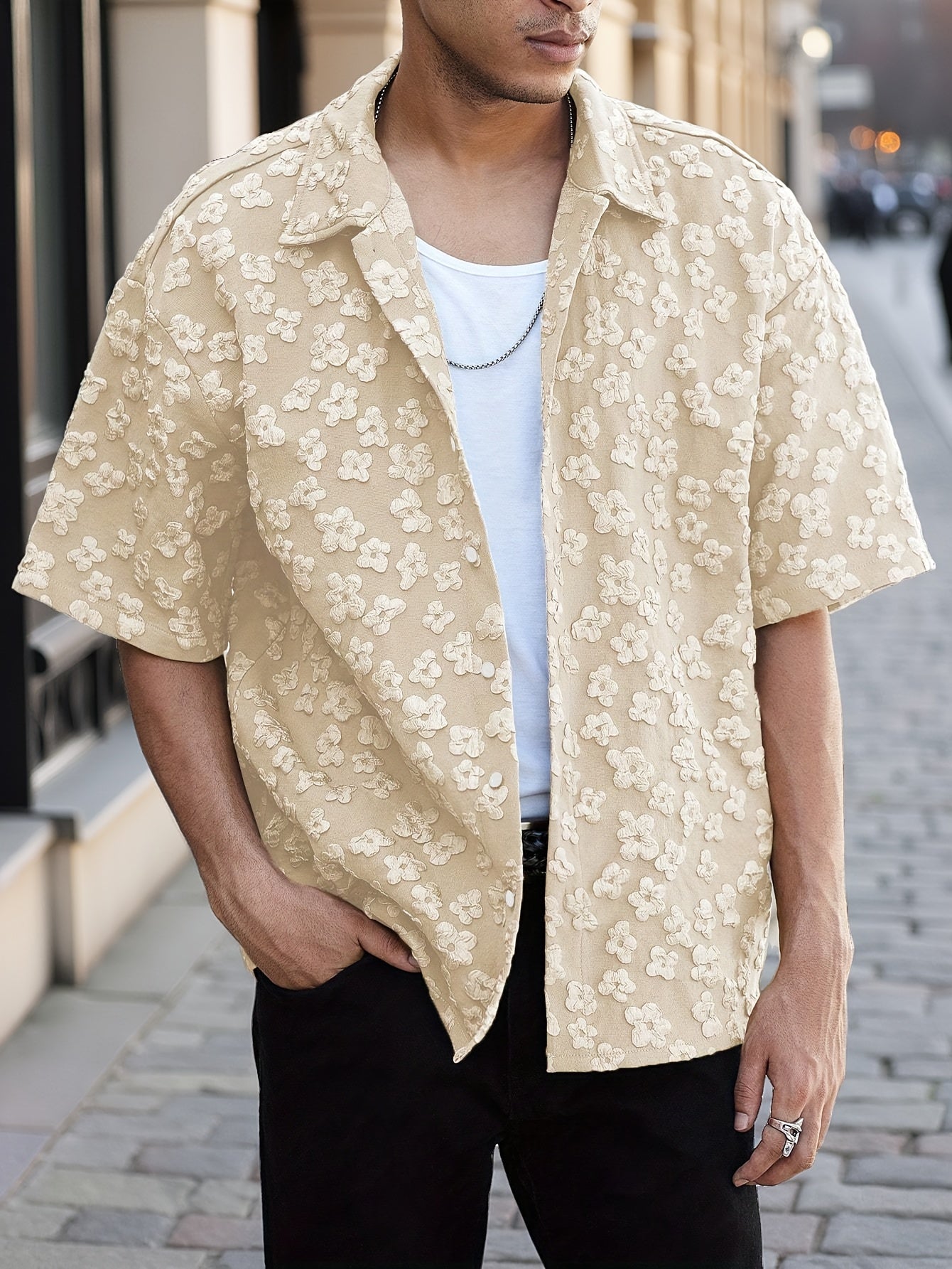 Summer Short Sleeve Button-Up Shirt