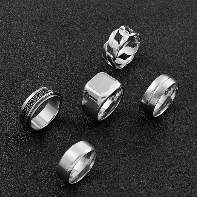 5 Stylish Stainless Steel Ring Sets