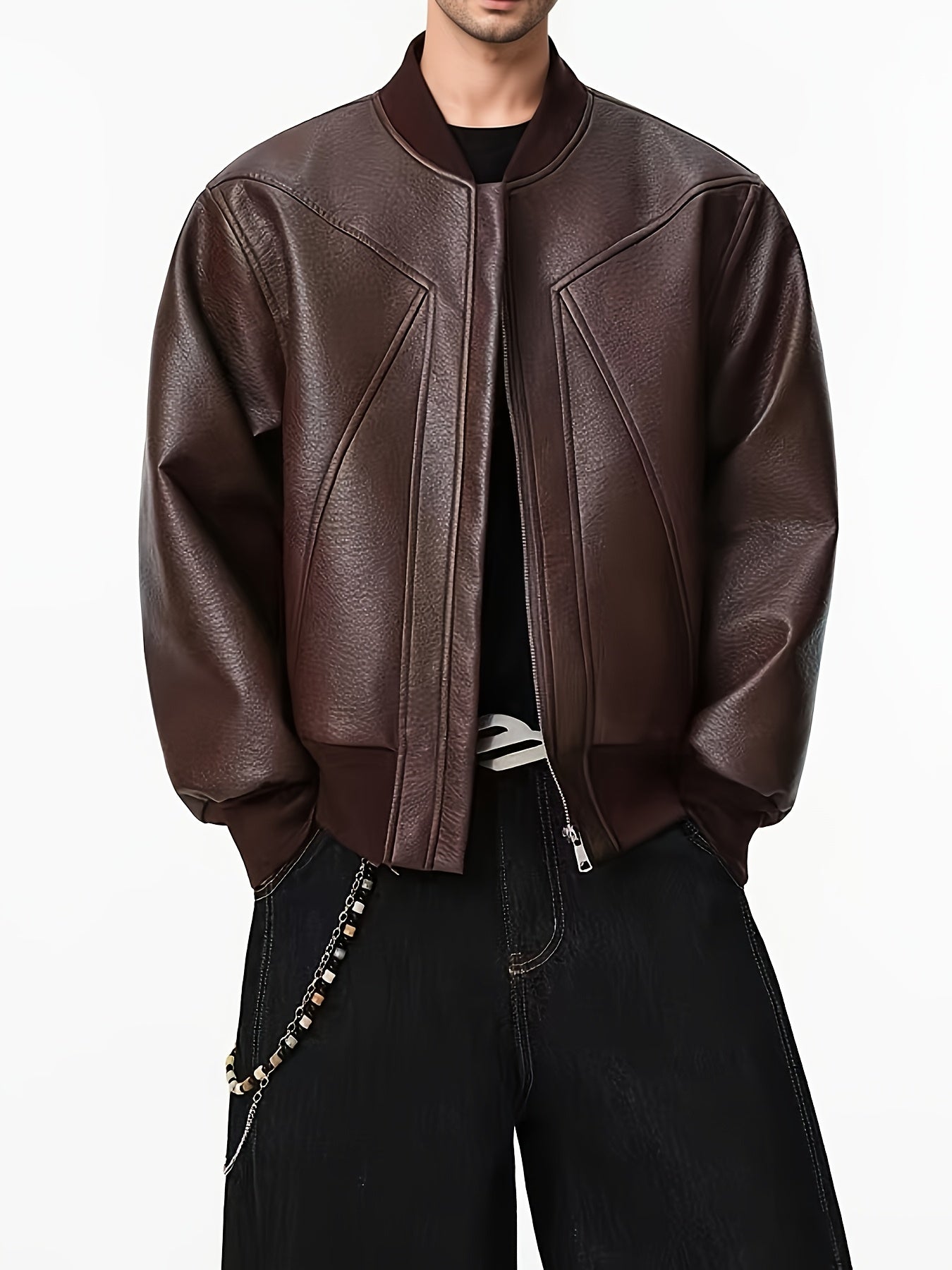 High-End Street Sport Casual Leather PU Jacket