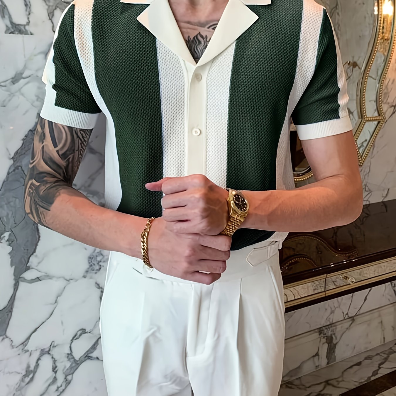 Men'S Casual Color Block Shirt