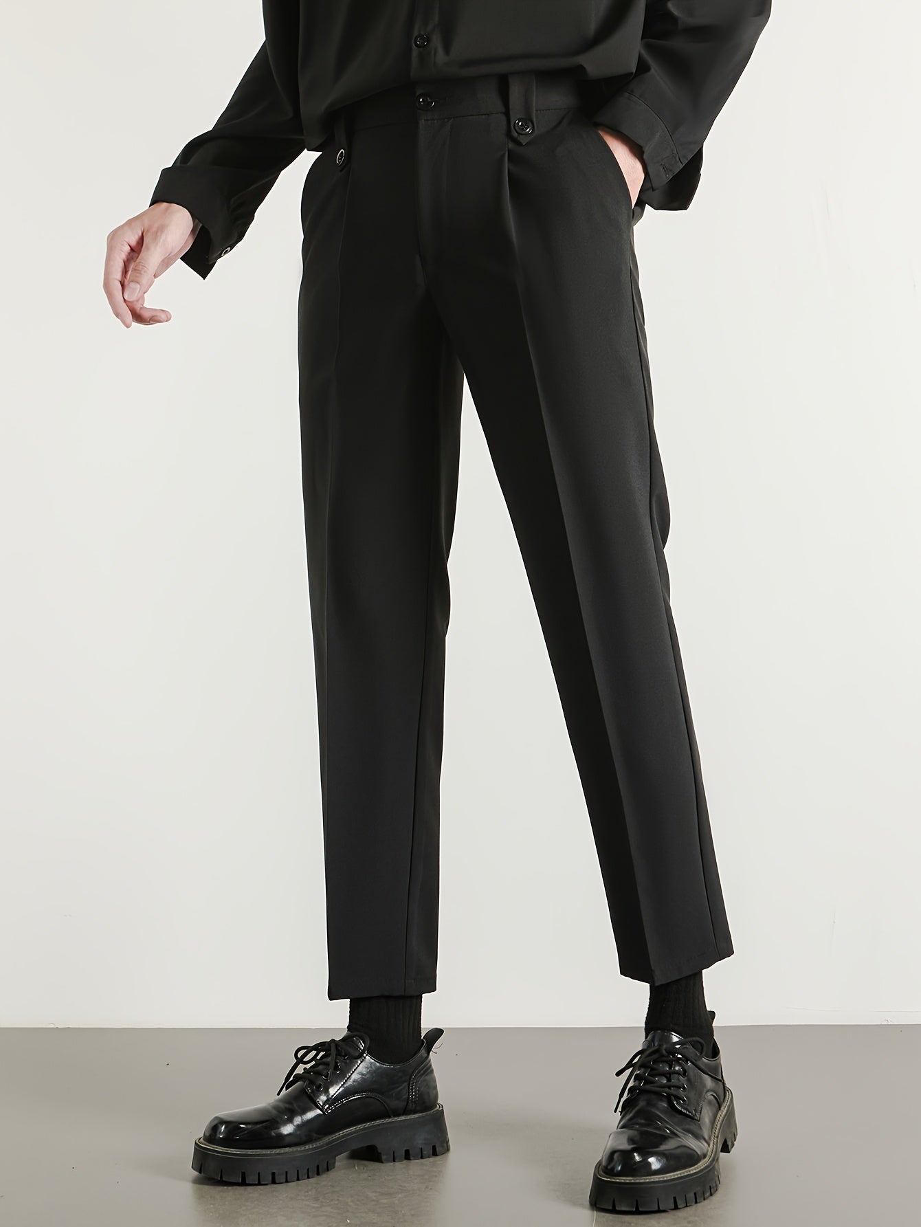 Men'S Classic Black A-Line Dress Pants