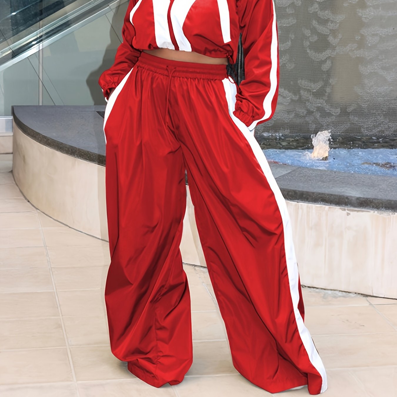 Women'S Color Block Two-Piece Casual Outfit Set