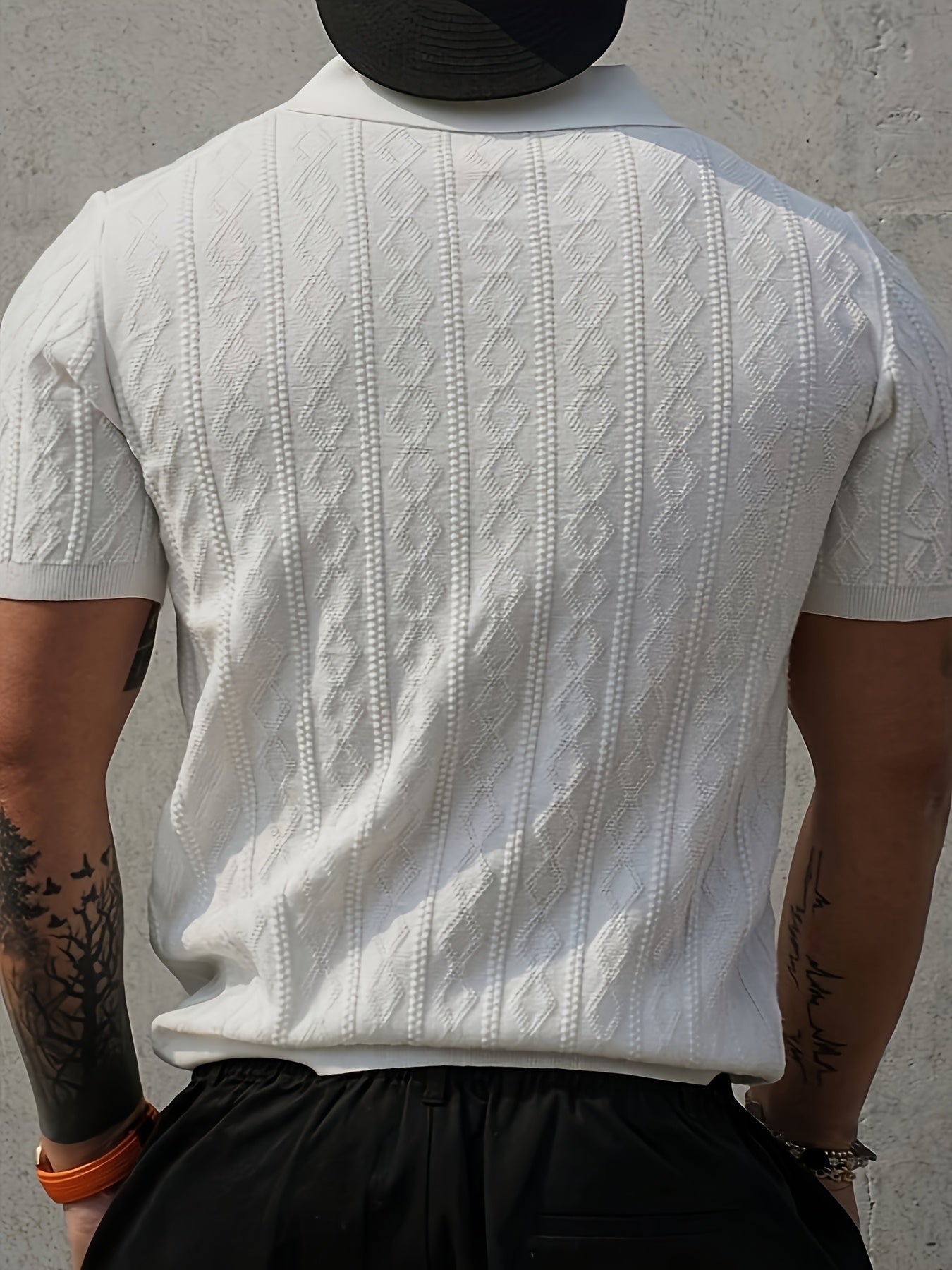 Men's Summer Slim Fit Contrast Collar Short Sleeve Knit Sweater