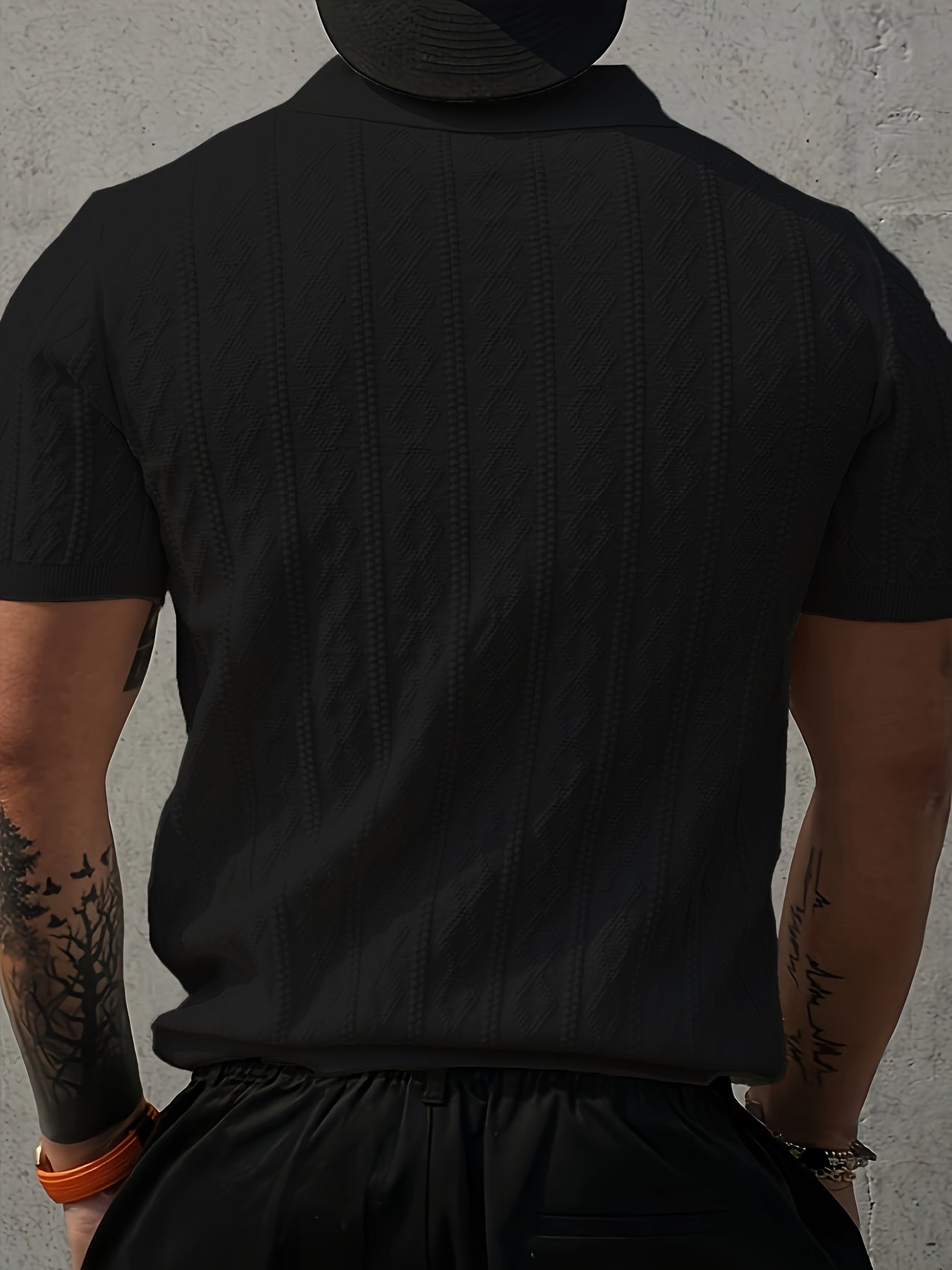 Men's Summer Slim Fit Contrast Collar Short Sleeve Knit Sweater