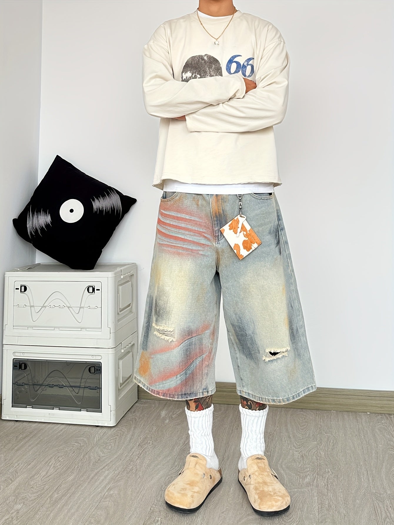 Distressed Washed Ripped Loose Jorts