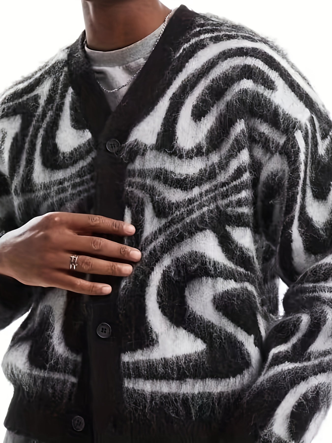 Zebra Pattern Knit Cardigan