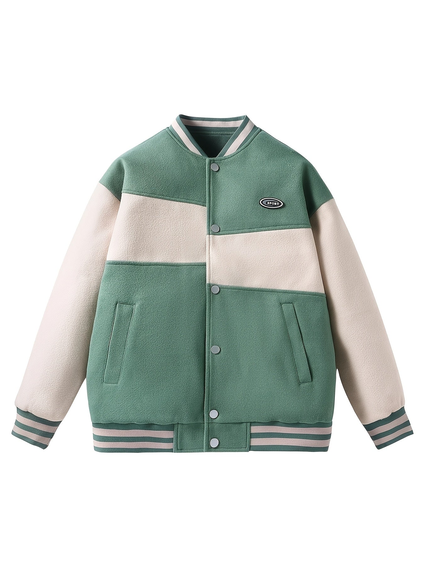 Two Tone Color Baseball Jacket