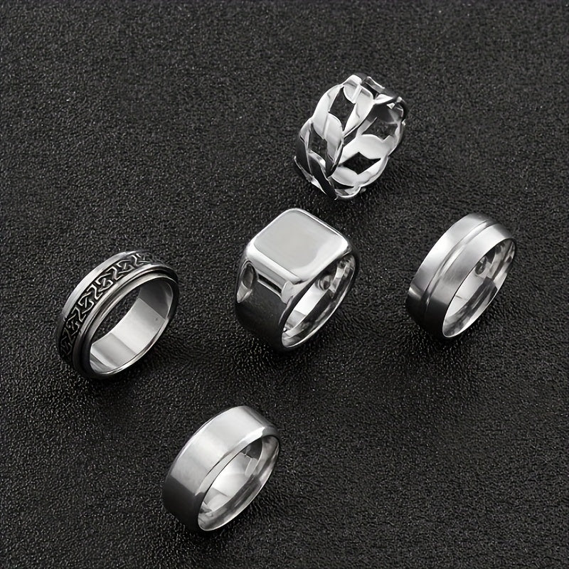 5 Stylish Stainless Steel Ring Sets