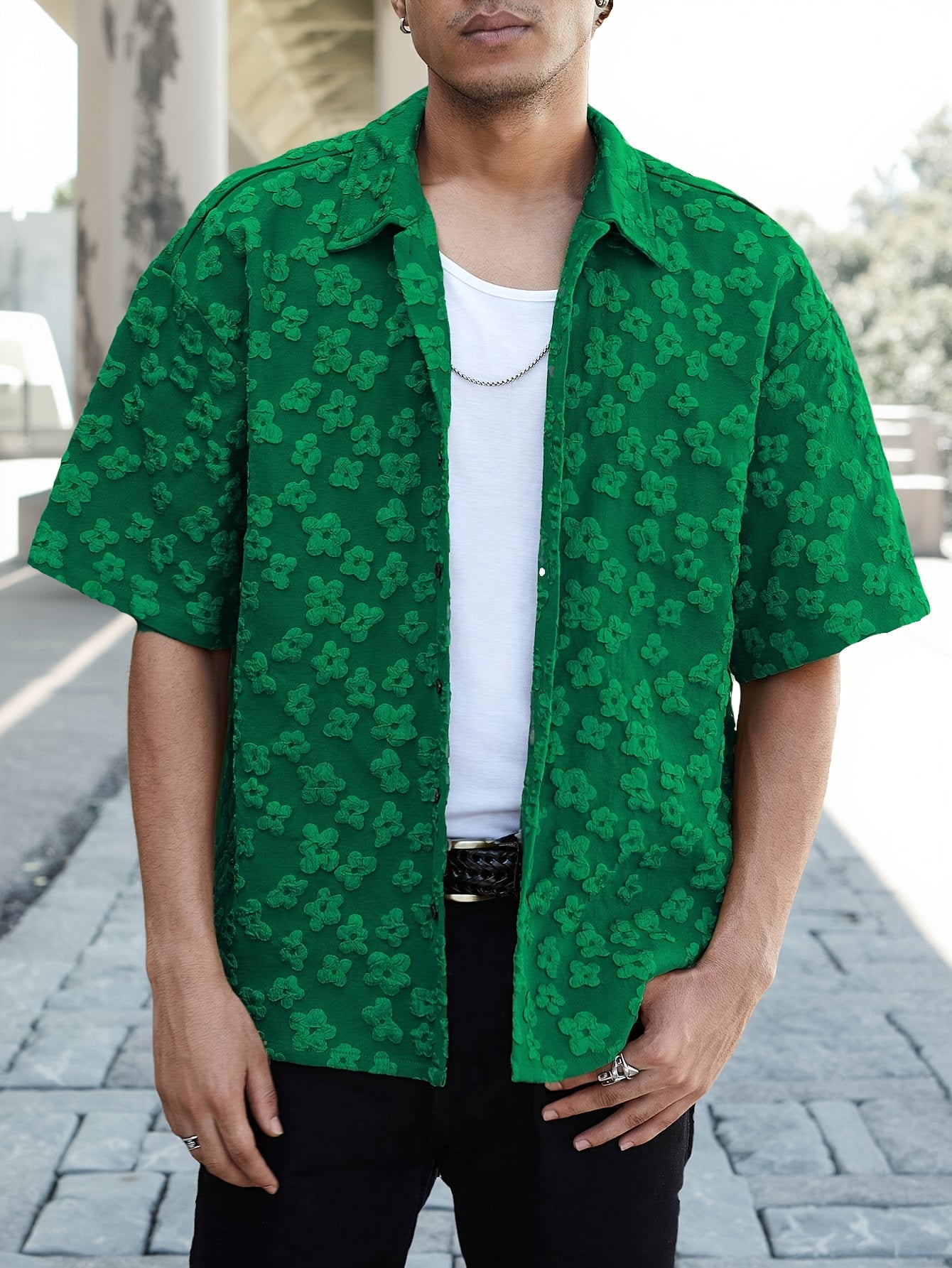 Summer Short Sleeve Button-Up Shirt