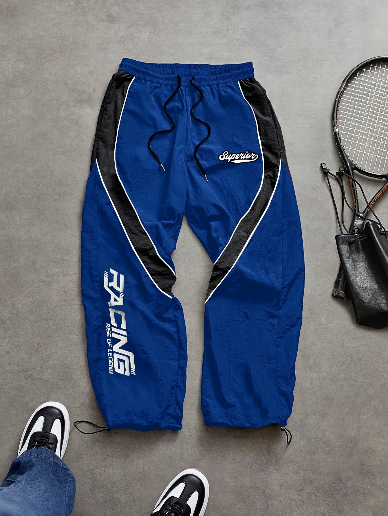 Patchwork Color-Block Striped Design Sports Pants