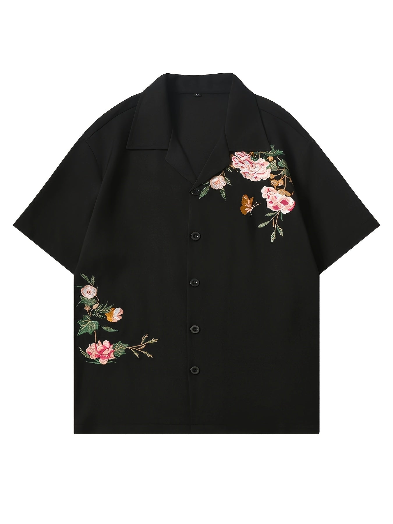 Men'S Casual Floral Embroidered Shirt
