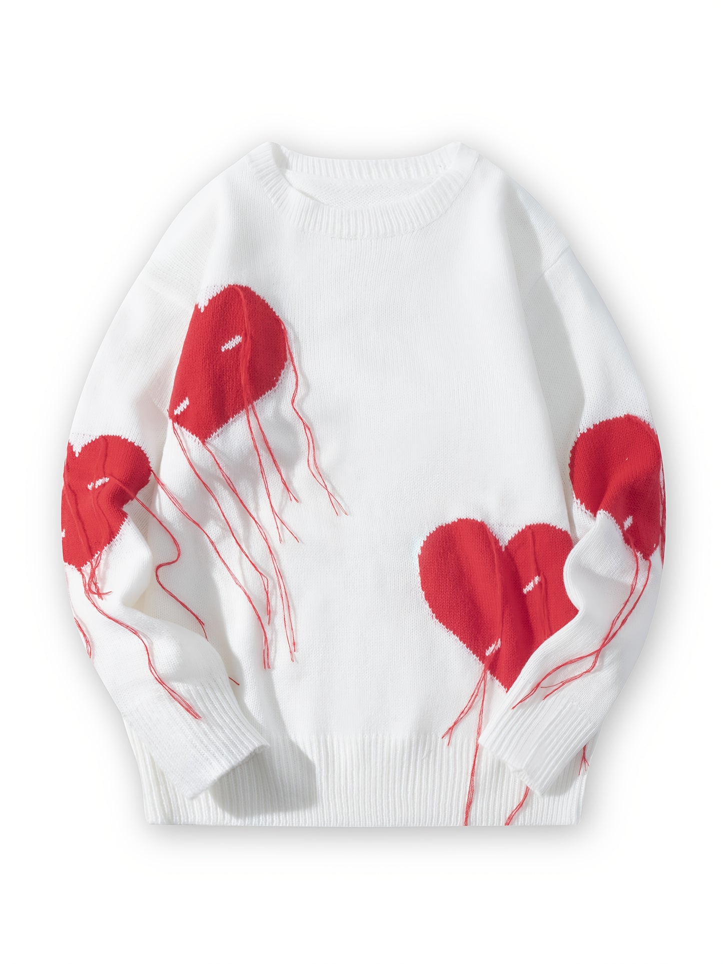 Casual Academic Style Heart Jacquard Tassel Sweater