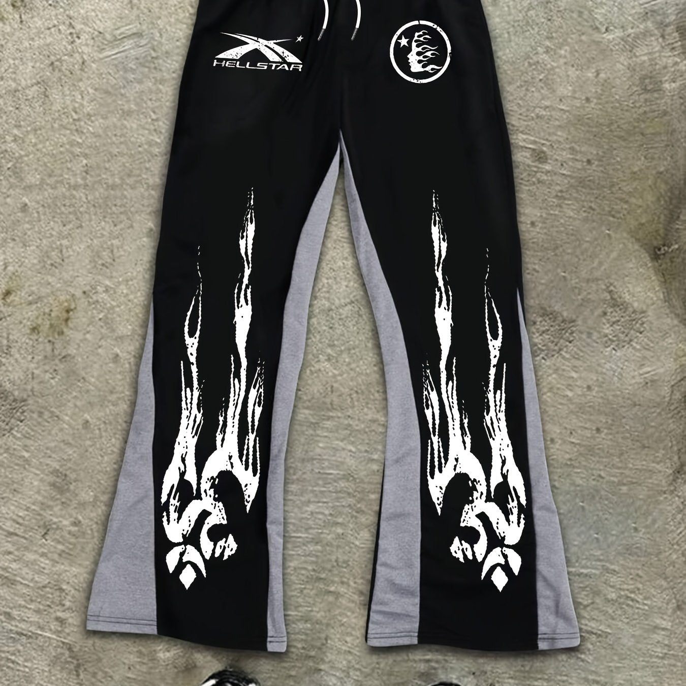 Flame Graphic Print Bell Bottom Pants
