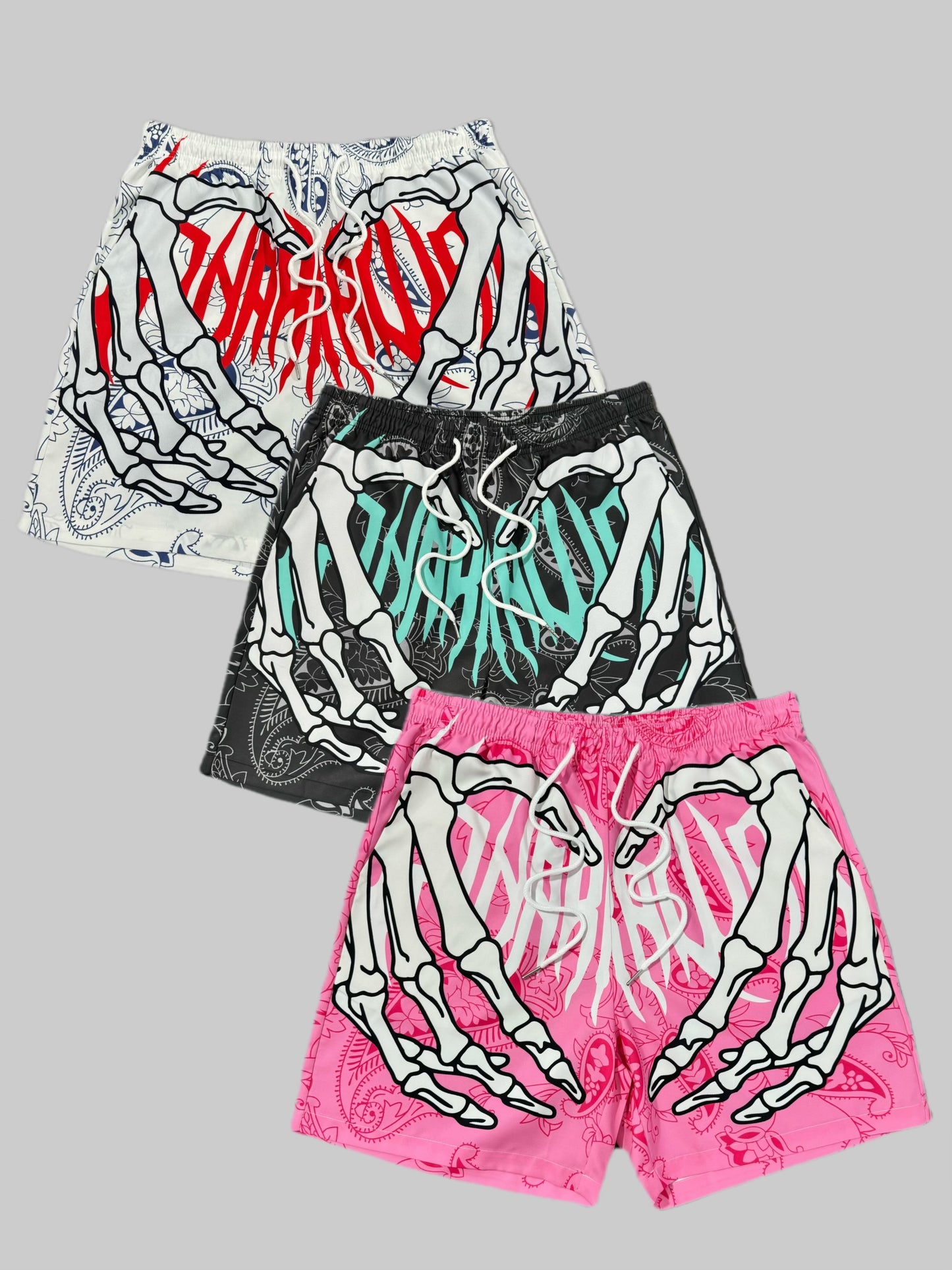 3pcs Men's Graffiti Print Shorts