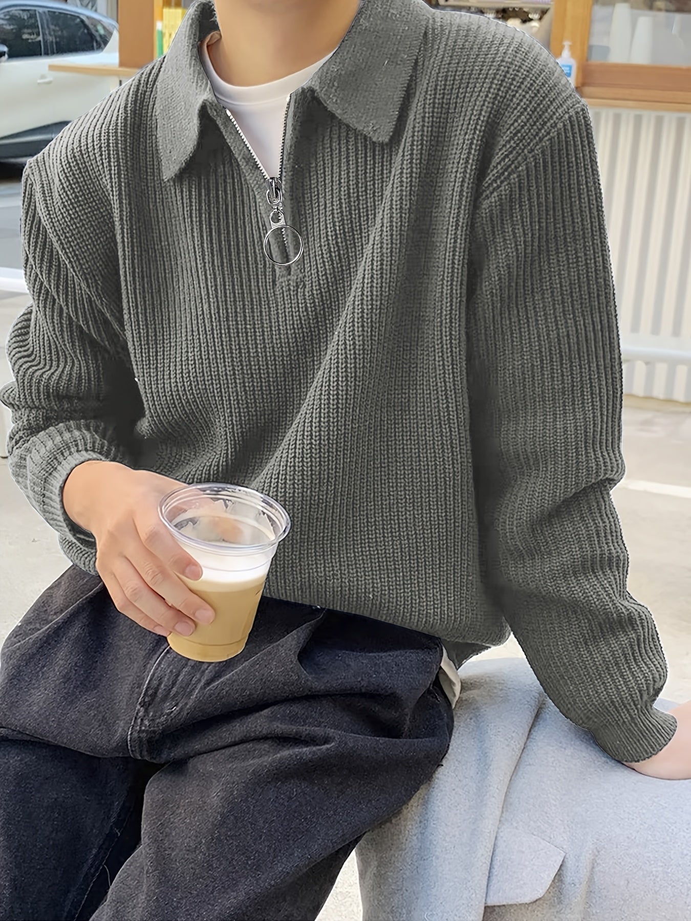 Men'S Casual Half-Zip Sweater