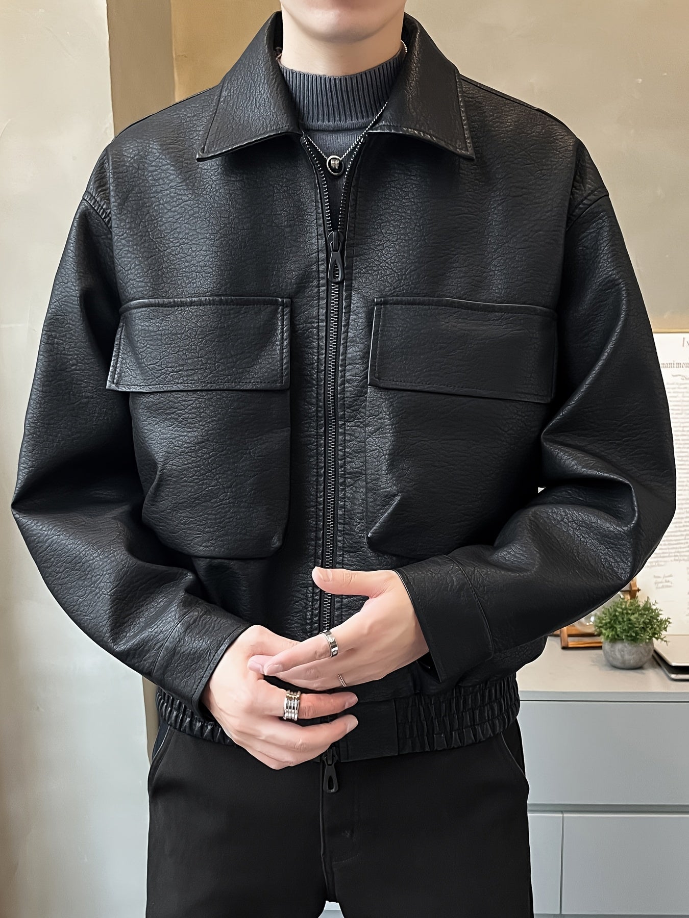 Men's Faux Leather Jacket