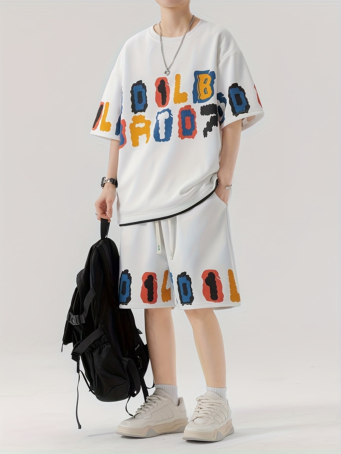 Short-sleeved T-shirt and pants suit for men